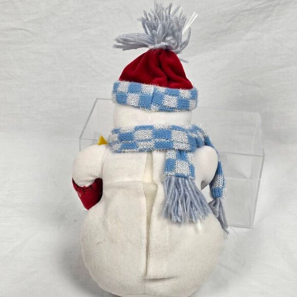 Snowman Plush w/ Blue Scarf & Light-Up Feature - Picture 3 of 5
